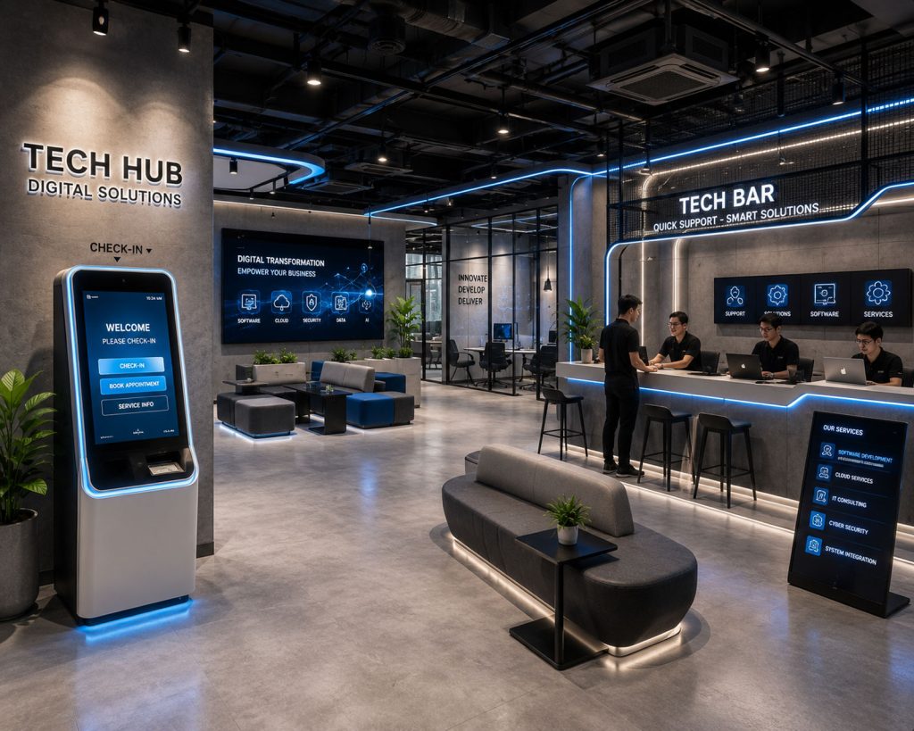 thiết kế nội thất văn phòng giao dịch Công nghệ số / Phần mềm (Tech Hub Service)