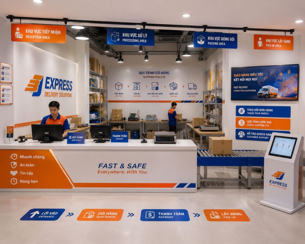 thiết kế nội thất văn phòng giao dịch Chuyển phát nhanh / Logistics thông minh