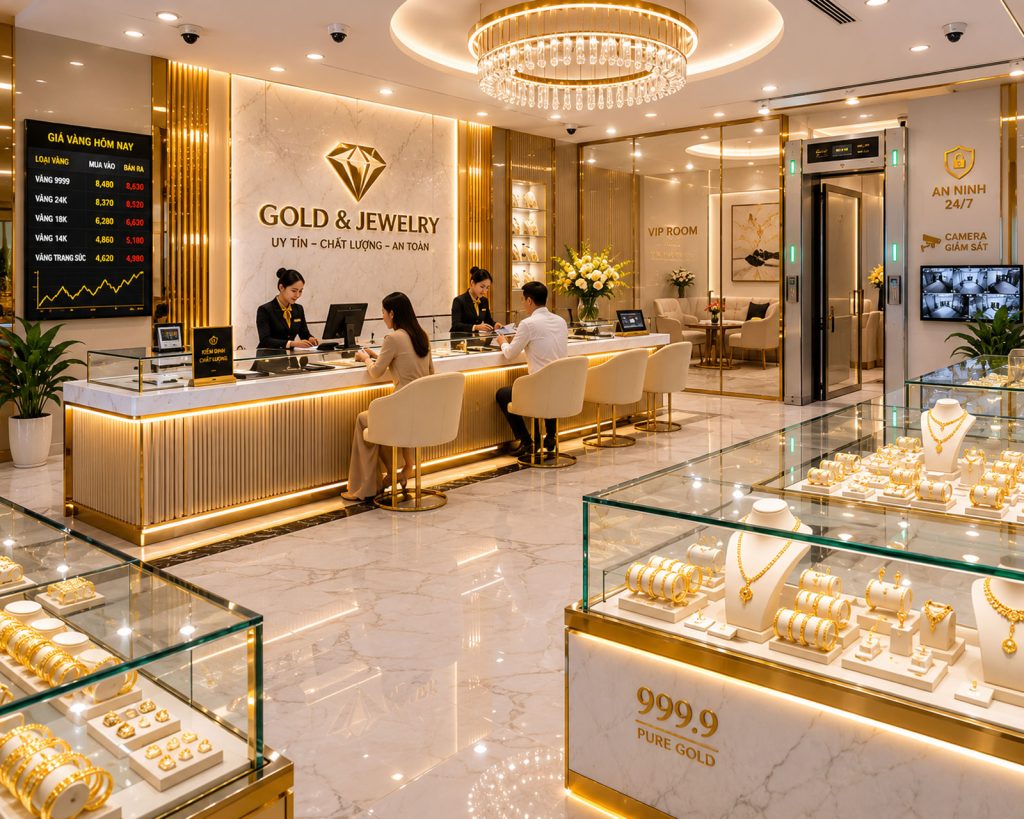 thiết kế nội thất văn phòng giao dịch Vàng bạc đá quý (Jewelry & Gold Counter)