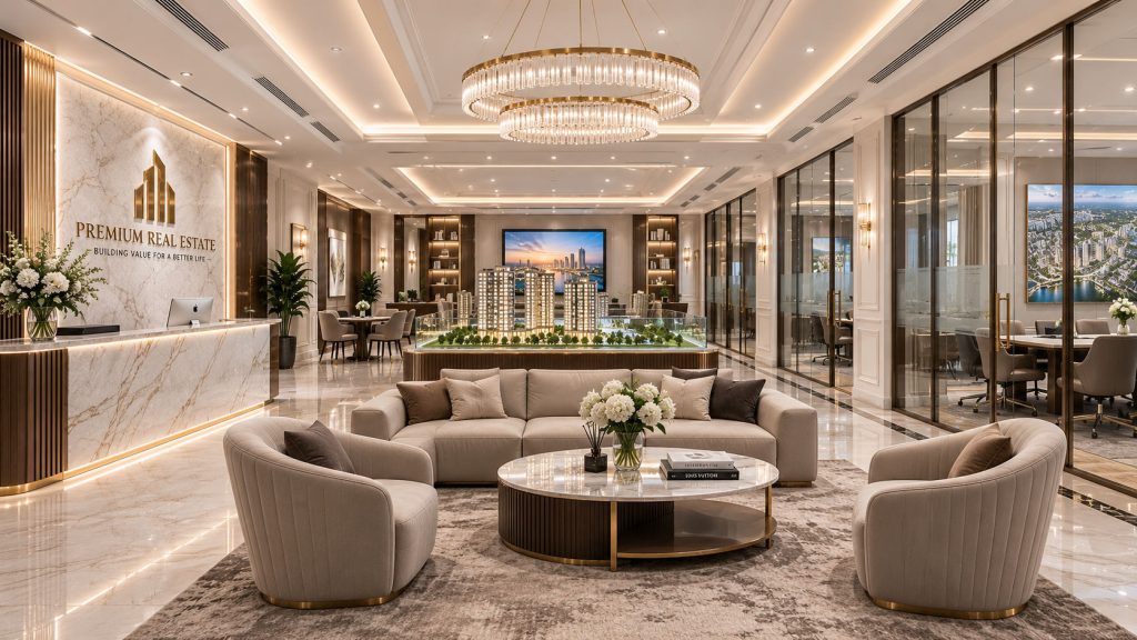 Văn phòng giao dịch Bất động sản phong cách Neo-Classic (Tân cổ điển nhẹ nhàng)