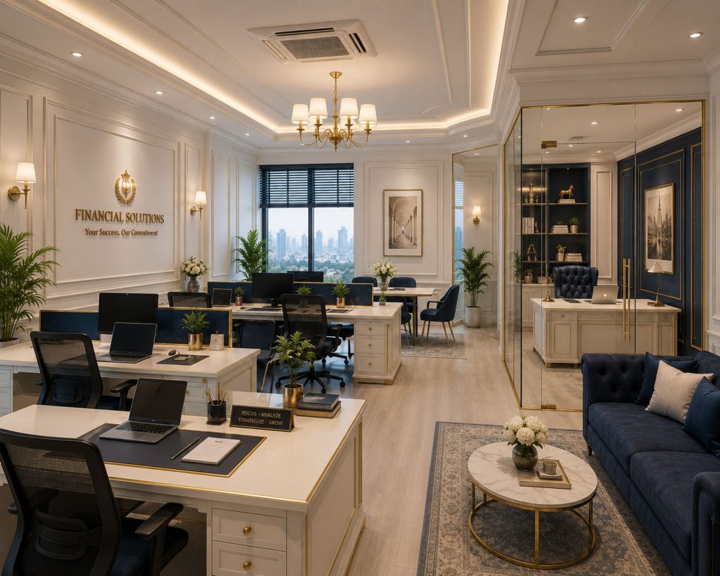 Mẫu 15: Văn phòng 70m2 phong cách Neo-Classic (Tân cổ điển nhẹ nhàng)