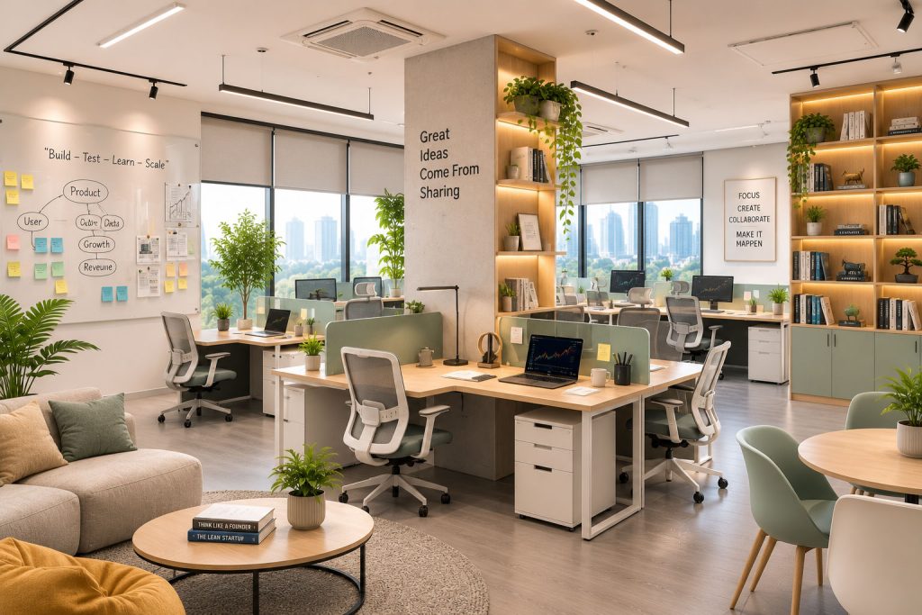 Mẫu 18: Văn phòng 70m2 dạng "Co-working thu nhỏ" cho các co-founder độc lập